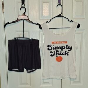 White Tank Top and Black Shorts Set